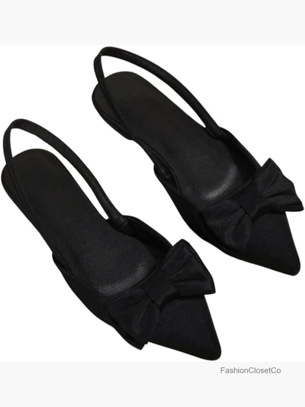 Women's Bow Pointed Toe Flat Shoes Slingback Flats Dress Shoes
